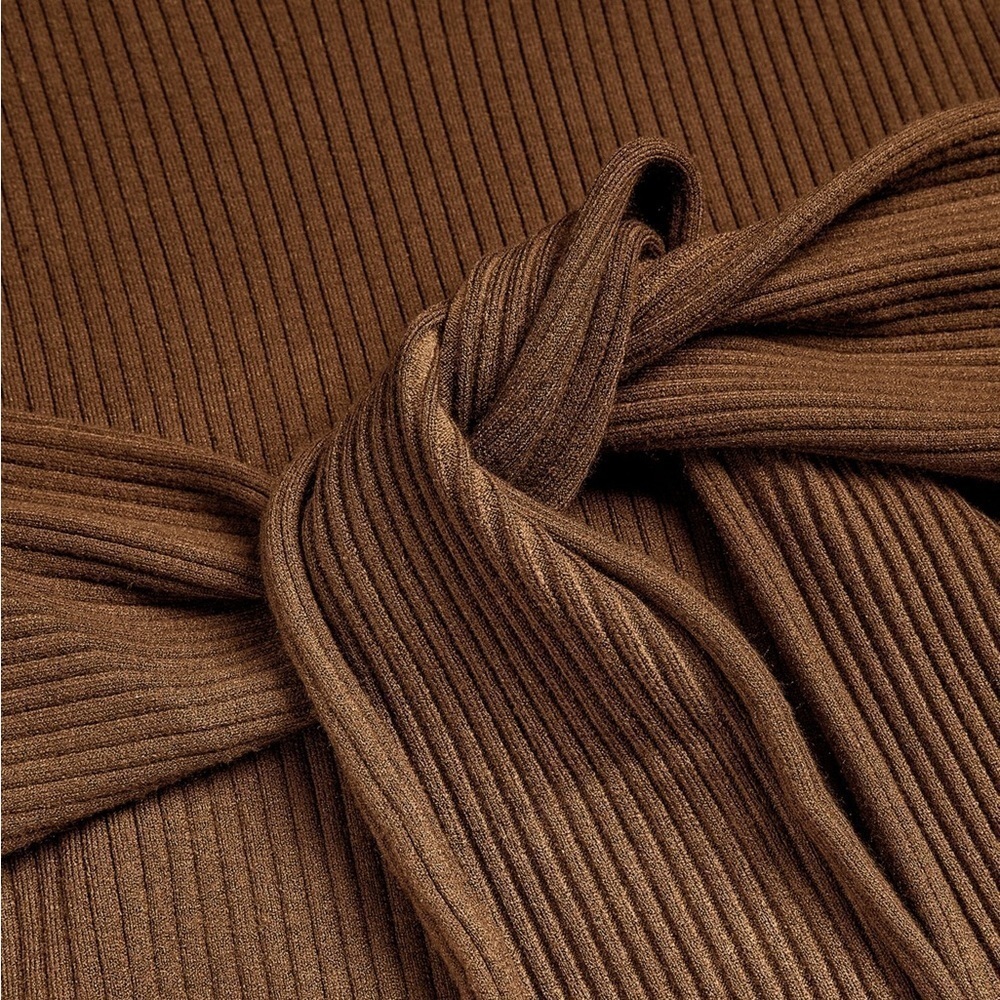 Good American | Long Sleeve Belted Body Midi Dress in Sepia - Size 1 / 2 - Picture 8 of 12